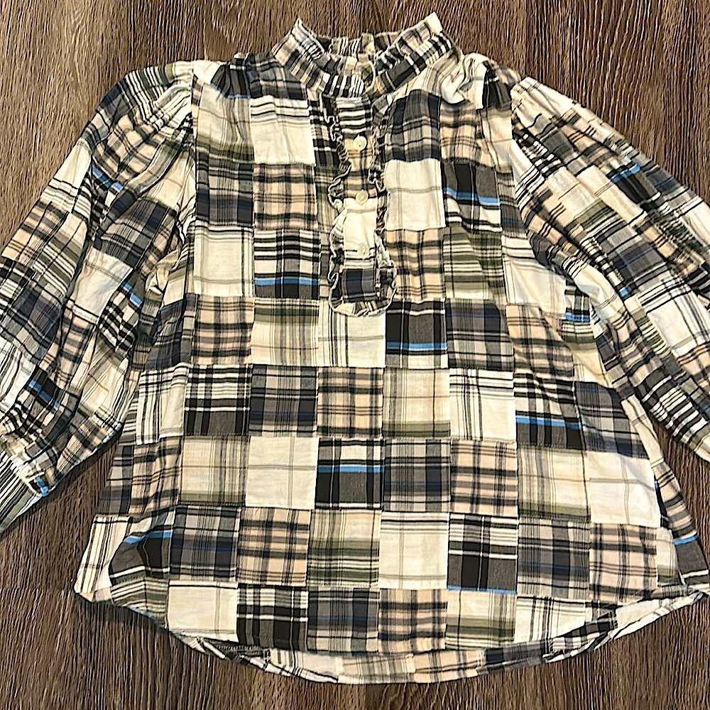 Antik Batik Patchwork Plaid Blouse - image 1